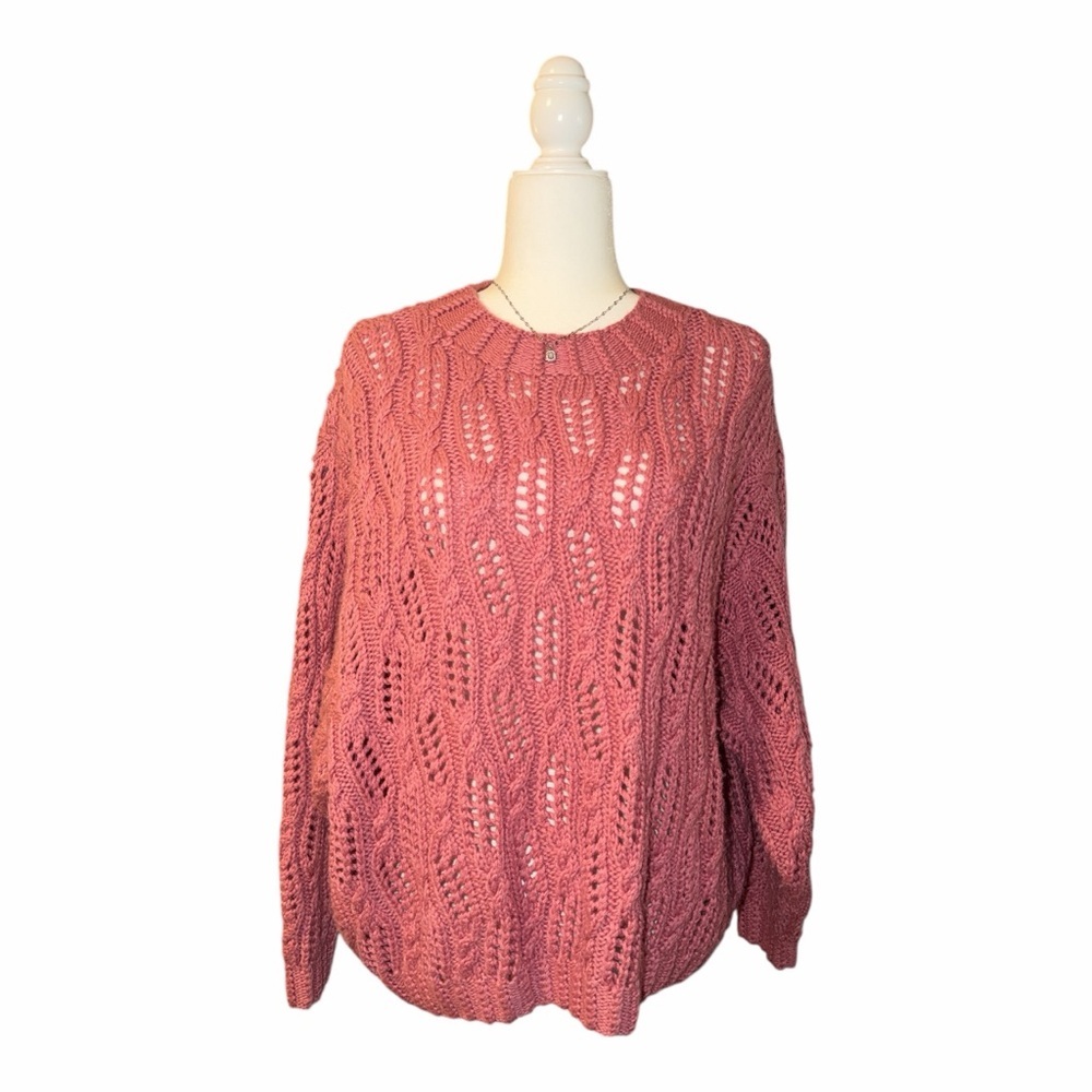 CIE Internationale Handknitted Chunky Knit‎ Pink Oversized Sweater Size M RA1